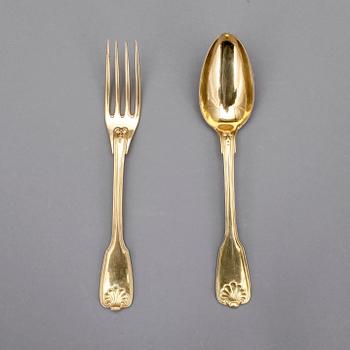 BESTICK, 24 st, förgylld metall, Christofle, Paris, sent 1800-tal.