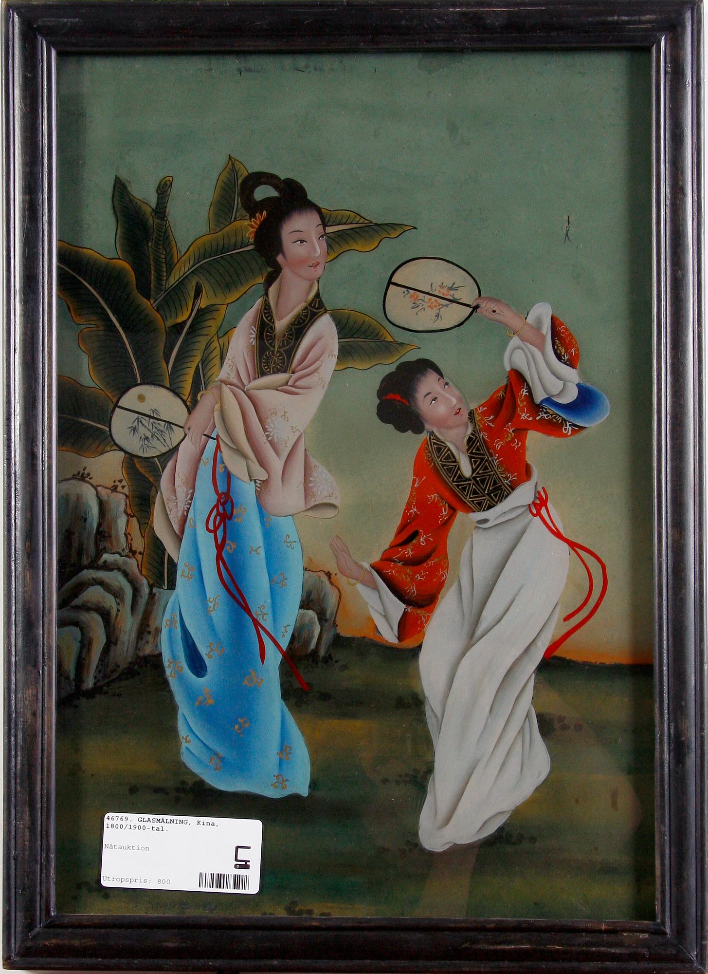 GLASMÅLNING, Kina, 1800/1900-tal.