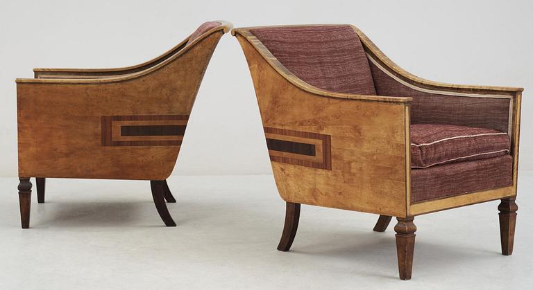 A pair of 1930's armchairs attributed to Axel Larsson,
Svenska Möbelfabrikerna, Bodafors.