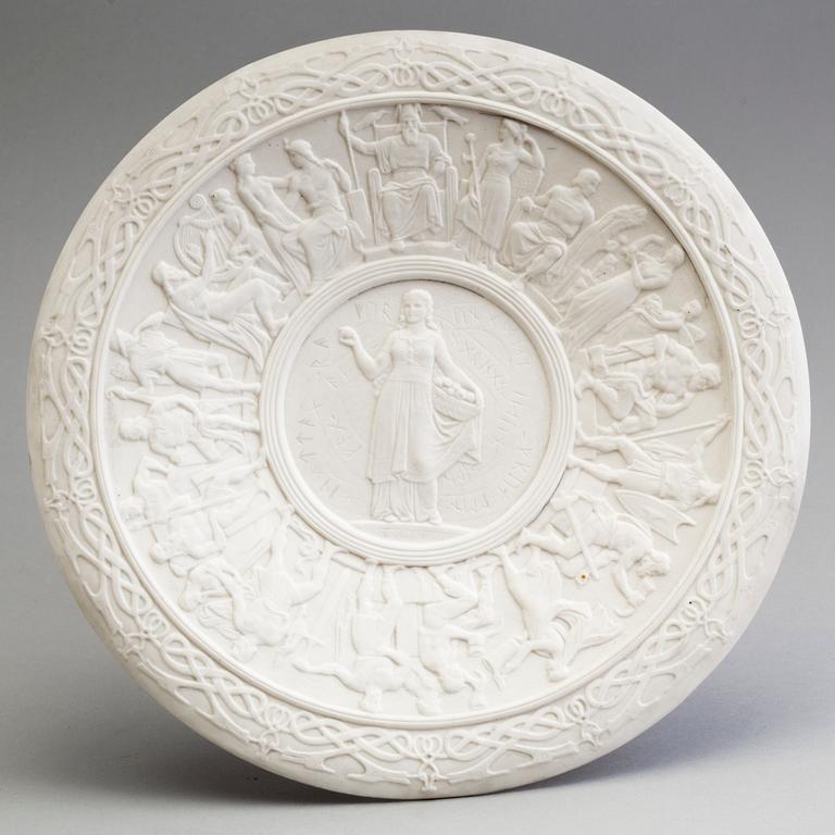 THREE PARIAN VASES AND A TAZZA, Gustafsberg and Rörstrand, ca 1900.
