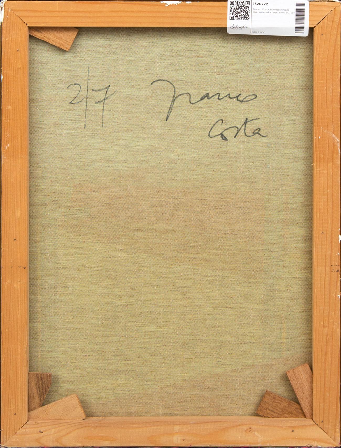 Franco Costa, an mixed media on canvas, signed a tergo 2/7.