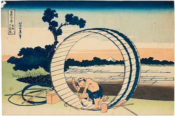 632. KATSUSHIKA HOKUSAI (1760–1849), efter, färgträsnitt. Japan "Fujimigahara".