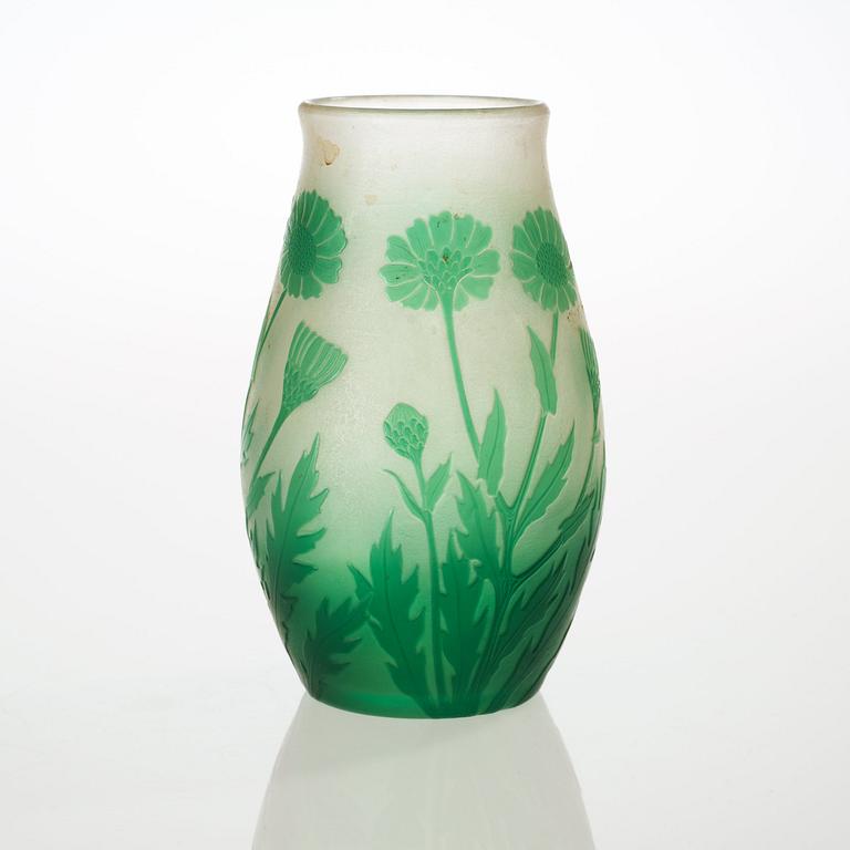 A Karl Lindeberg Art Nouveau cameo glass vase, Kosta.