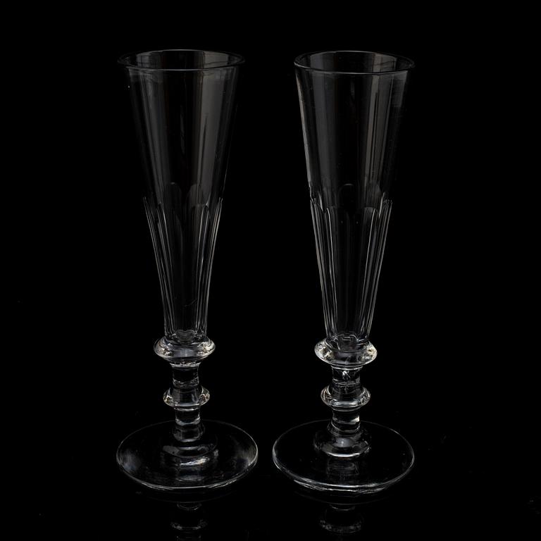 12 champagne glasses, early 20th century.