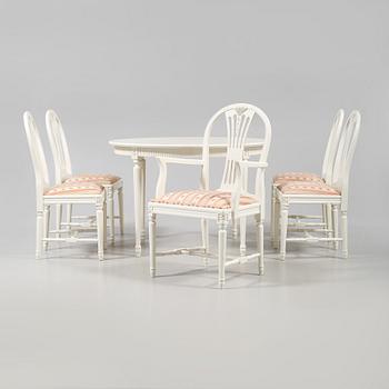 MATGRUPP, 6 delar, gustaviansk stil, 1900-talets andra hälft.