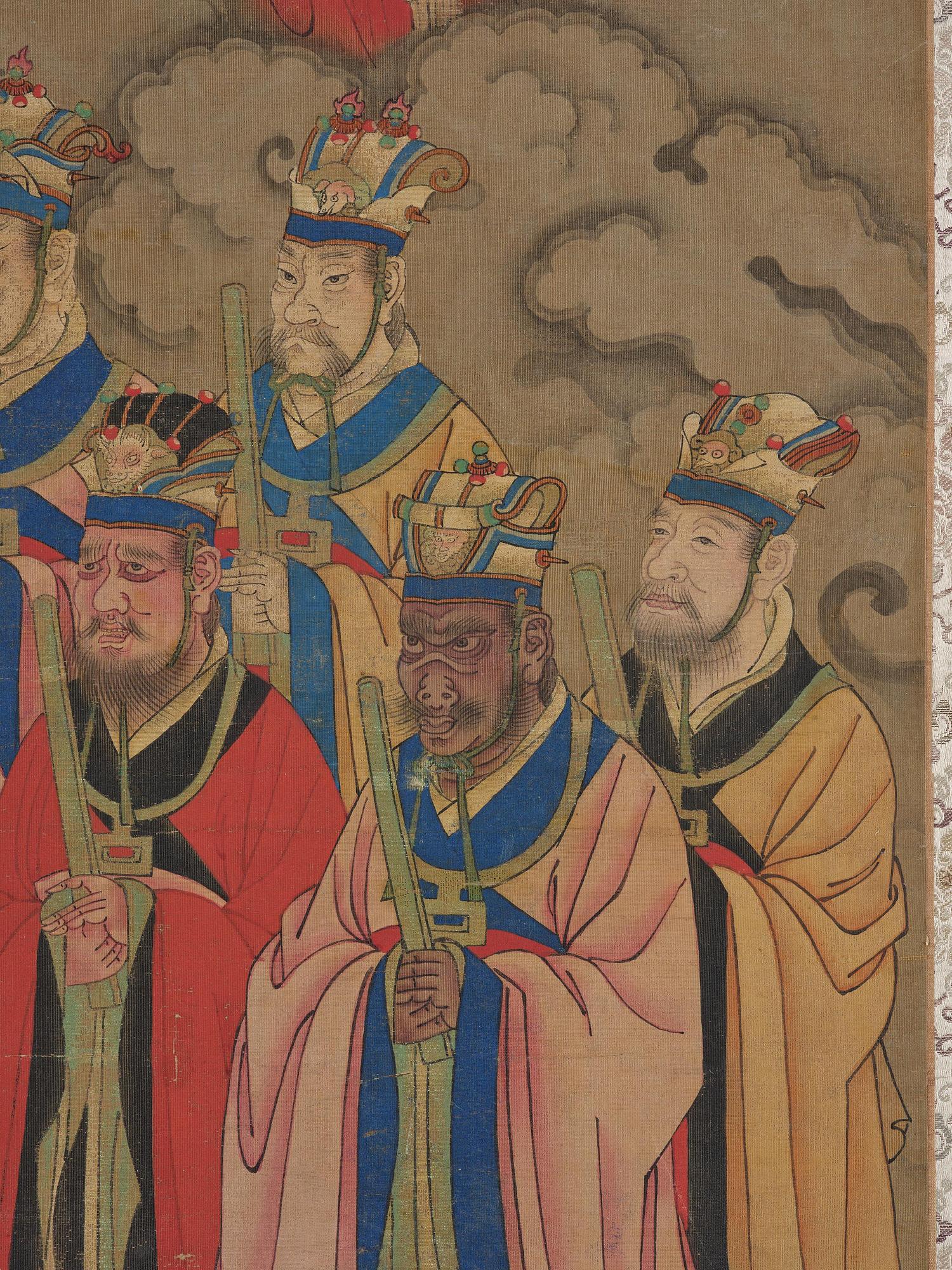 A Daoist painting of the lords and officials of hell by an anonymous artist, Qing dynasty, 18th/19th century.