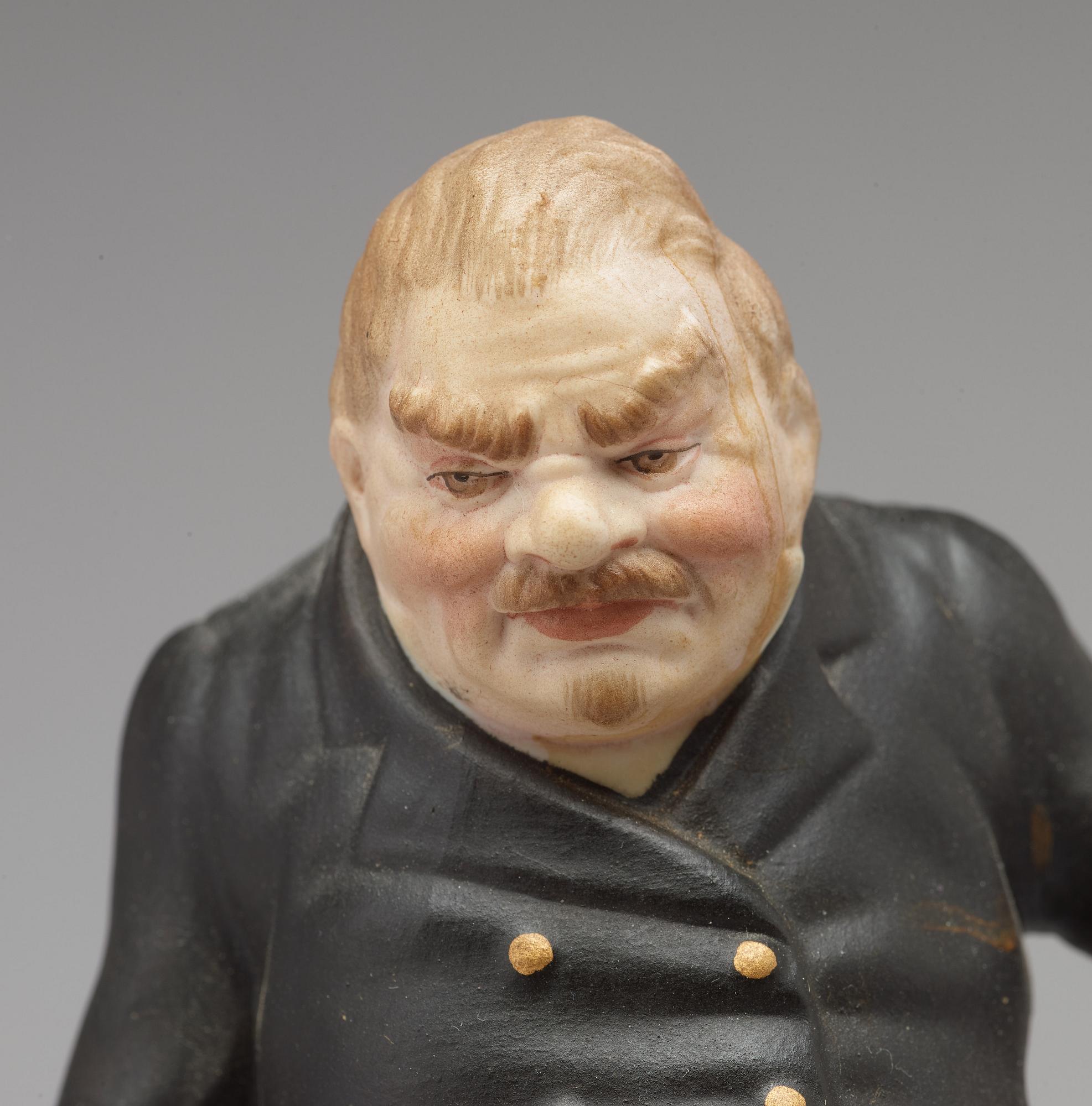 A bisquit porcelain figure of Sobakevich from Gogol's 'Dead Souls', Gardner, Moscow, 1880-1917.