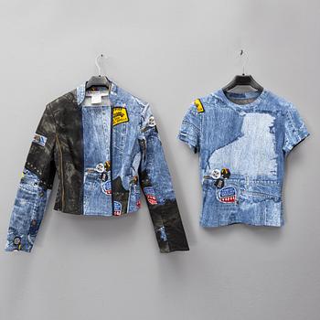 CHRISTIAN DIOR, a printed cotton jacket and t-shirt, French size 40.