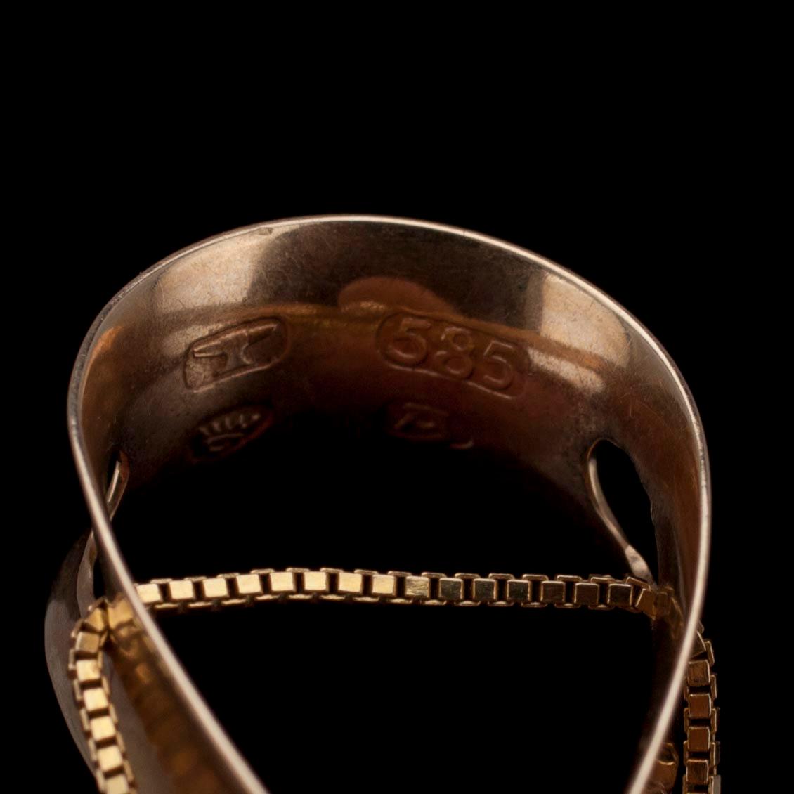 HÄNGE, guld 14K, malakit. Design Elis Kauppi, Kupittaan Kulta Åbo. 1960-70-tal. Vikt 2,2 g.