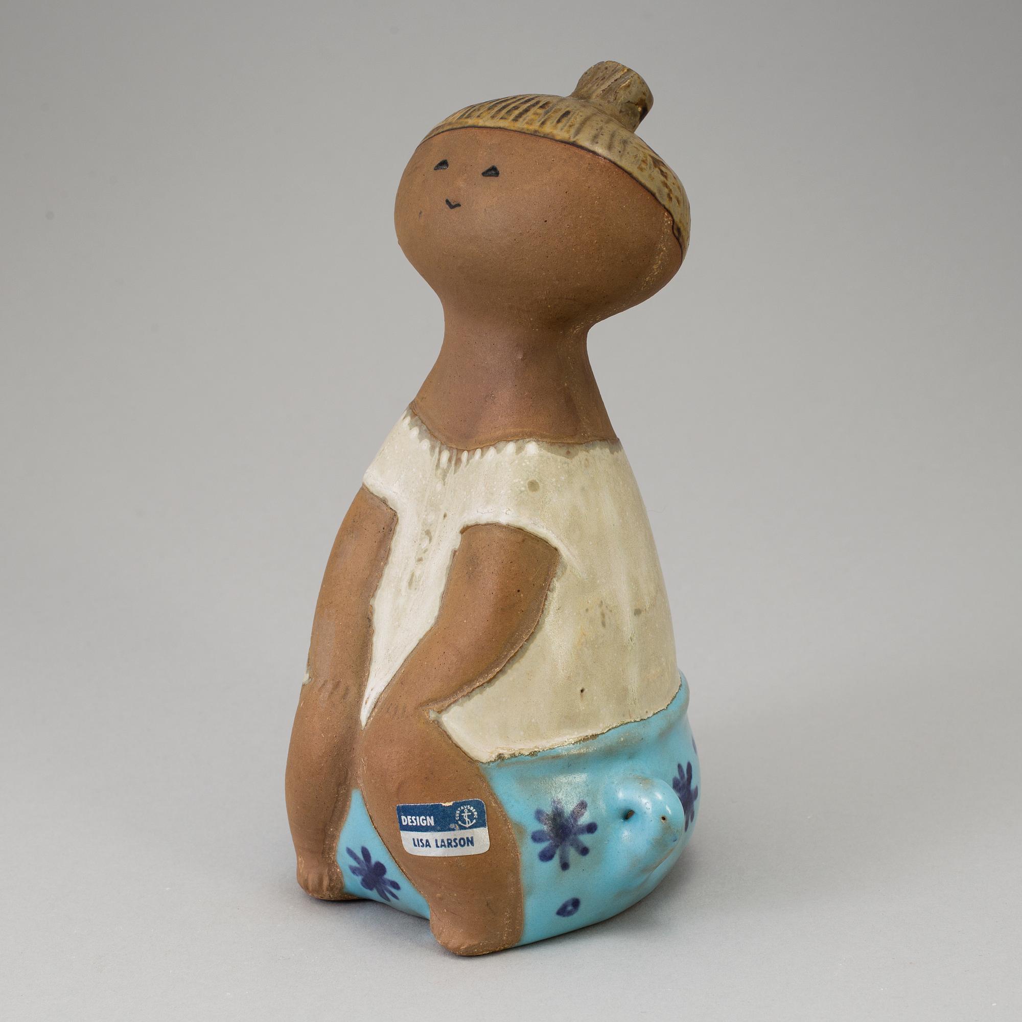 LISA LARSON, figurin, stengods, "Lotta", ur serien "Larsons ungar", Gustavsberg. Formgiven 1961.