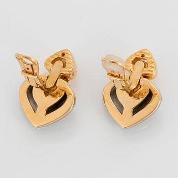A pair of 18K gold and steel Bulgari earrings.