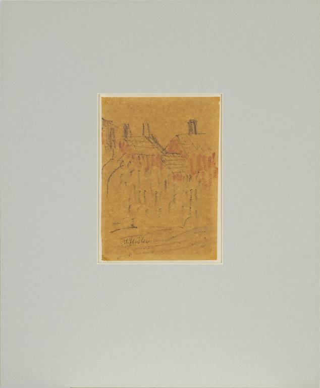 Inge Schiöler, chalk drwaing, signed.