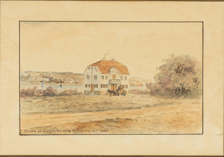 Svensk konstnär, 1800-tal, "Sirishof på Djurgården 1834".