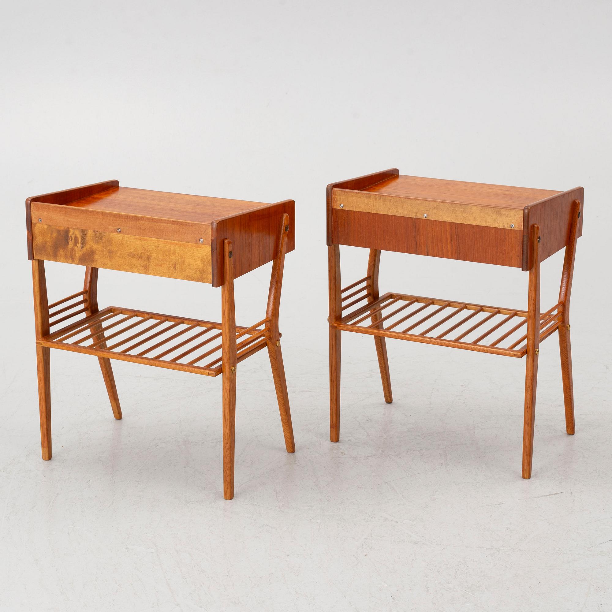 Bedside tables, a pair, 1950s/60s.