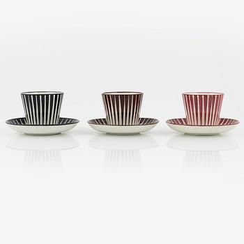 Eugen Trost, kaffekoppar med fat, 6 st, Gefle, Upsala-Ekeby.