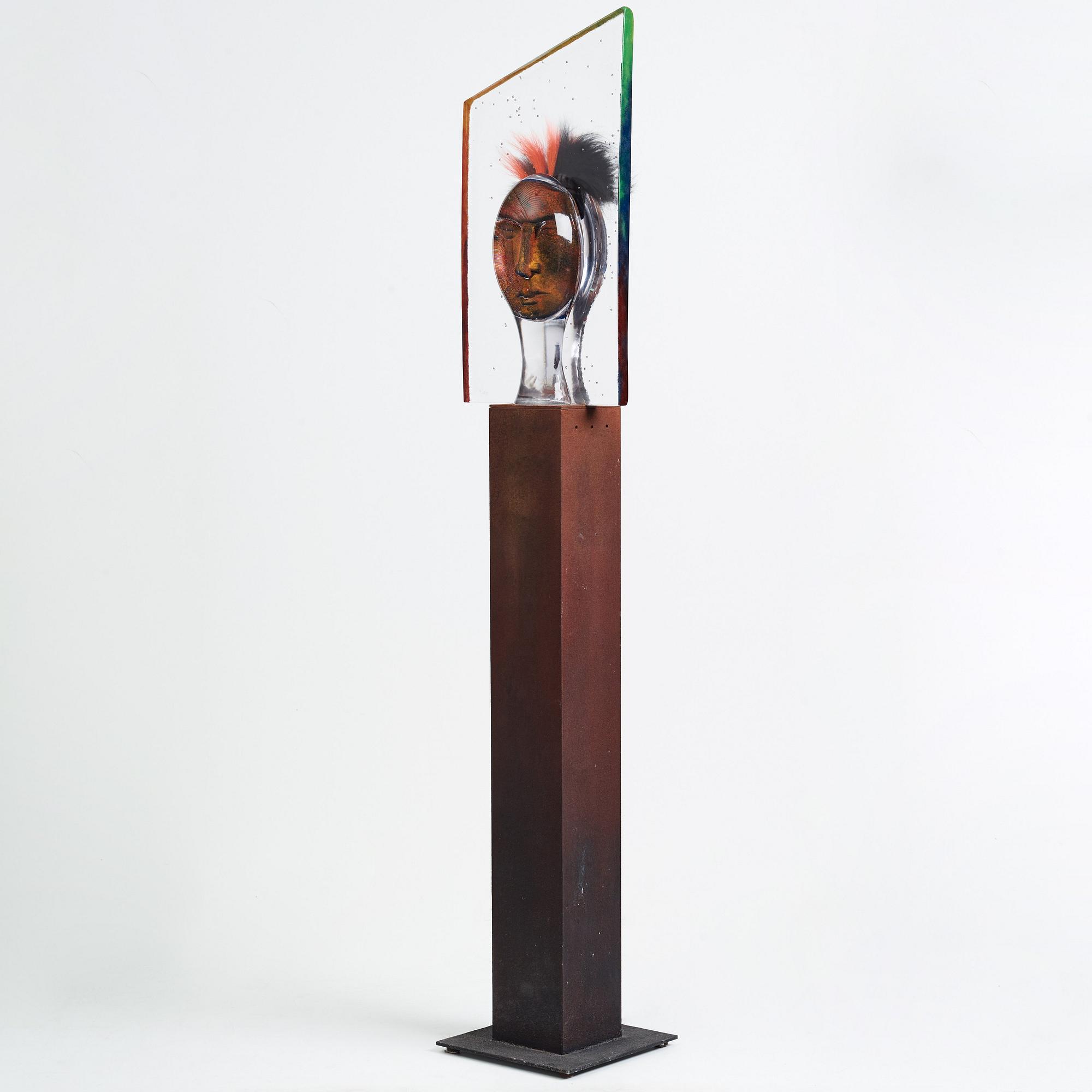 Kjell Engman, skulptur "There are two sides", Kosta Boda, unik.