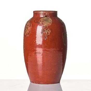 Hilma Persson-Hjelm, a glazed earthenware art nouveau vase, executed in her studio, Arvika, 1908. No 454.