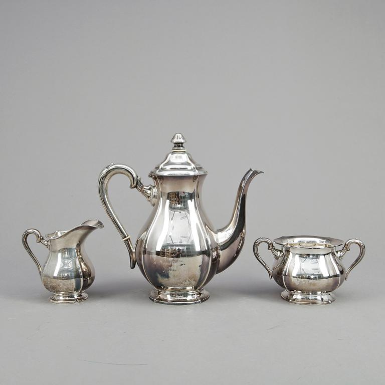 KAFFESERVIS, 3 delar, silver, Holms Juvelerare-& Guldsmedsaffär, Karlskrona, 1931. Vikt ca 959g.