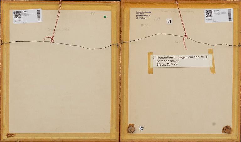 MAX WALTER SVANBERG, two signed and dated ink drawings.