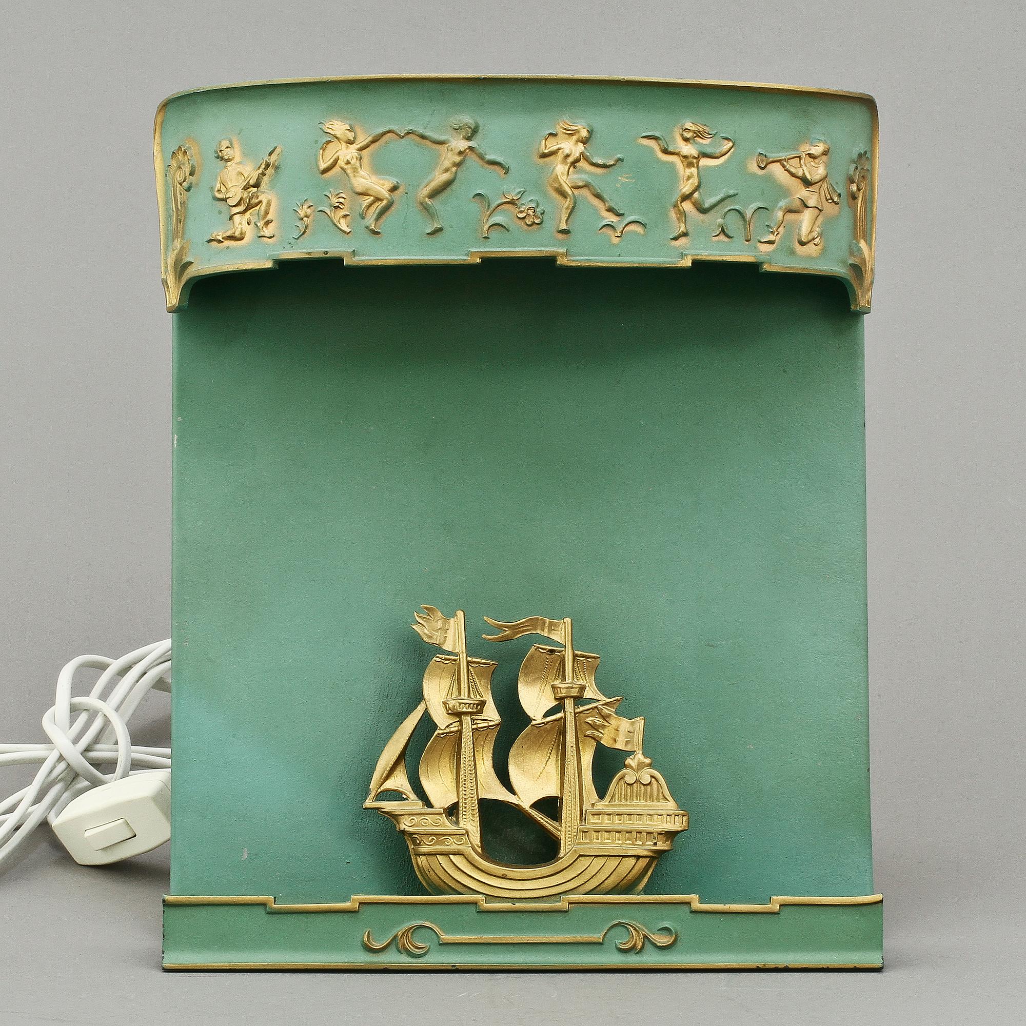 VÄGGLAMPA, art deco, 1900-talets första kvartal.