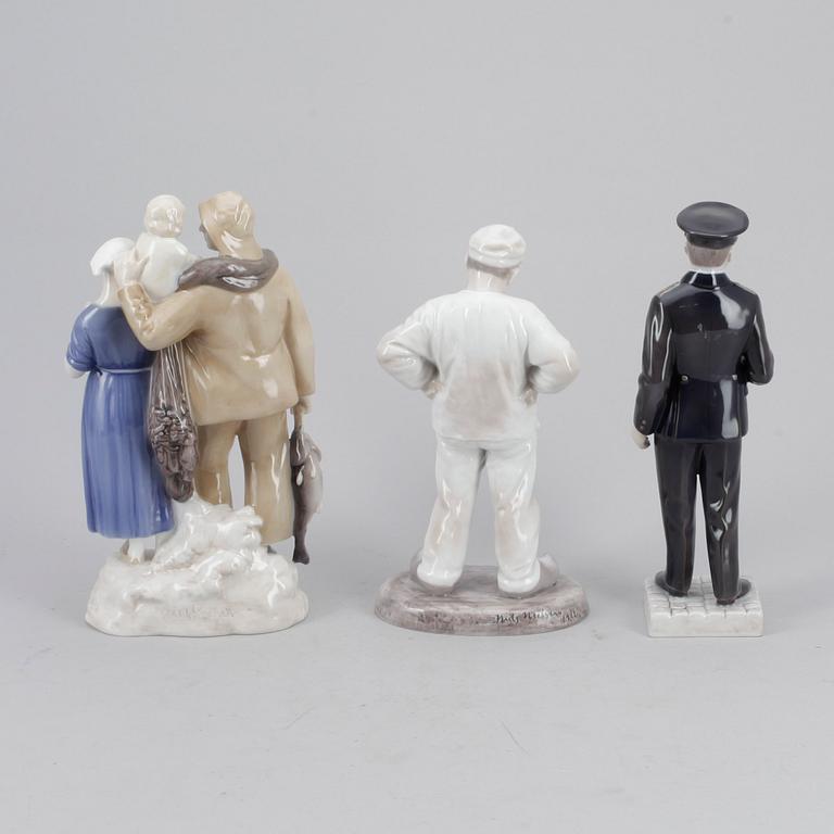FIGURINER, 3 st, porslin, Bing & Gröndal, Danmark.