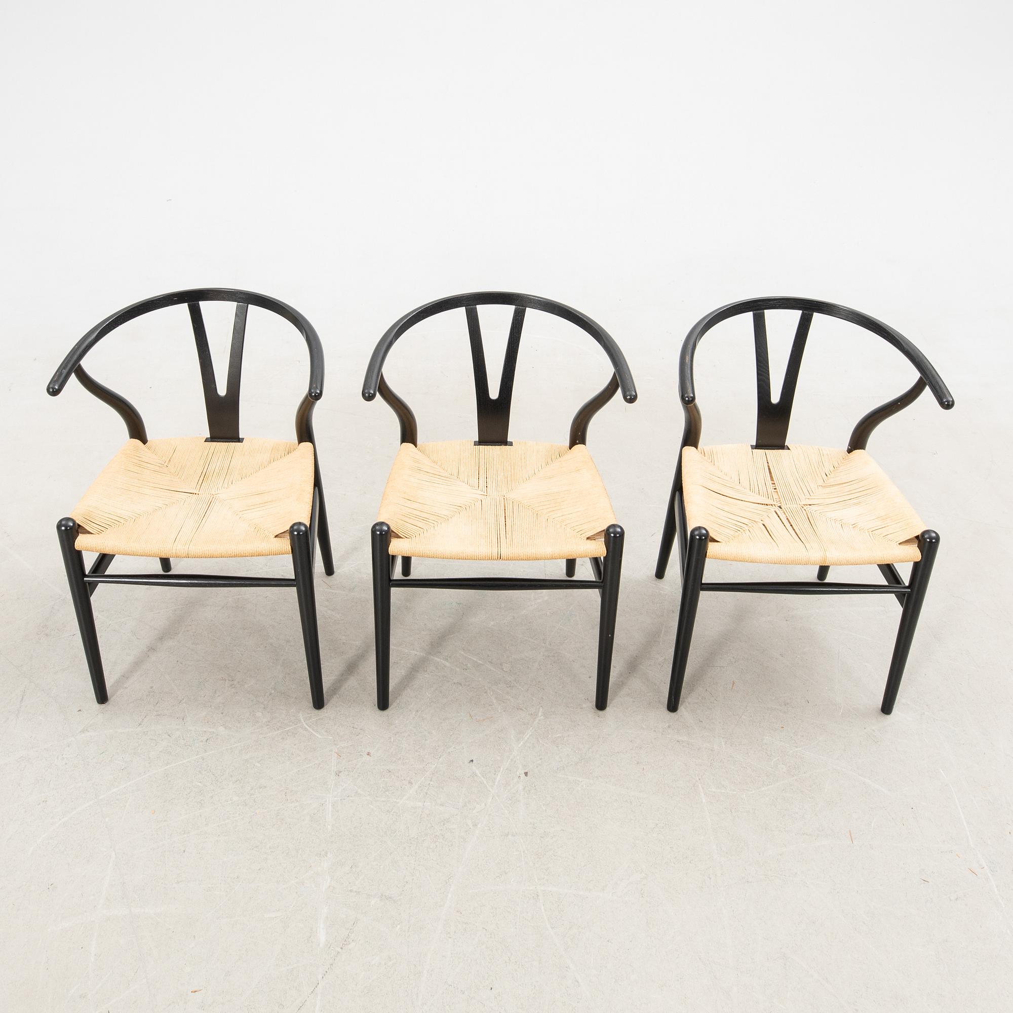 Hans J. Wegner, stolar, 6 st, "Y-stolen" modell CH-24, Carl Hansen & Søn, Danmark. 2000-tal.