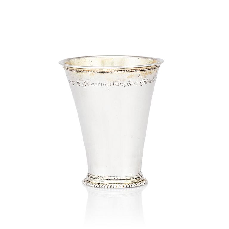 A Swedish 18th century parcel-gilt silver beaker, mark of Abraham Wirgman, Göteborg, 1722.