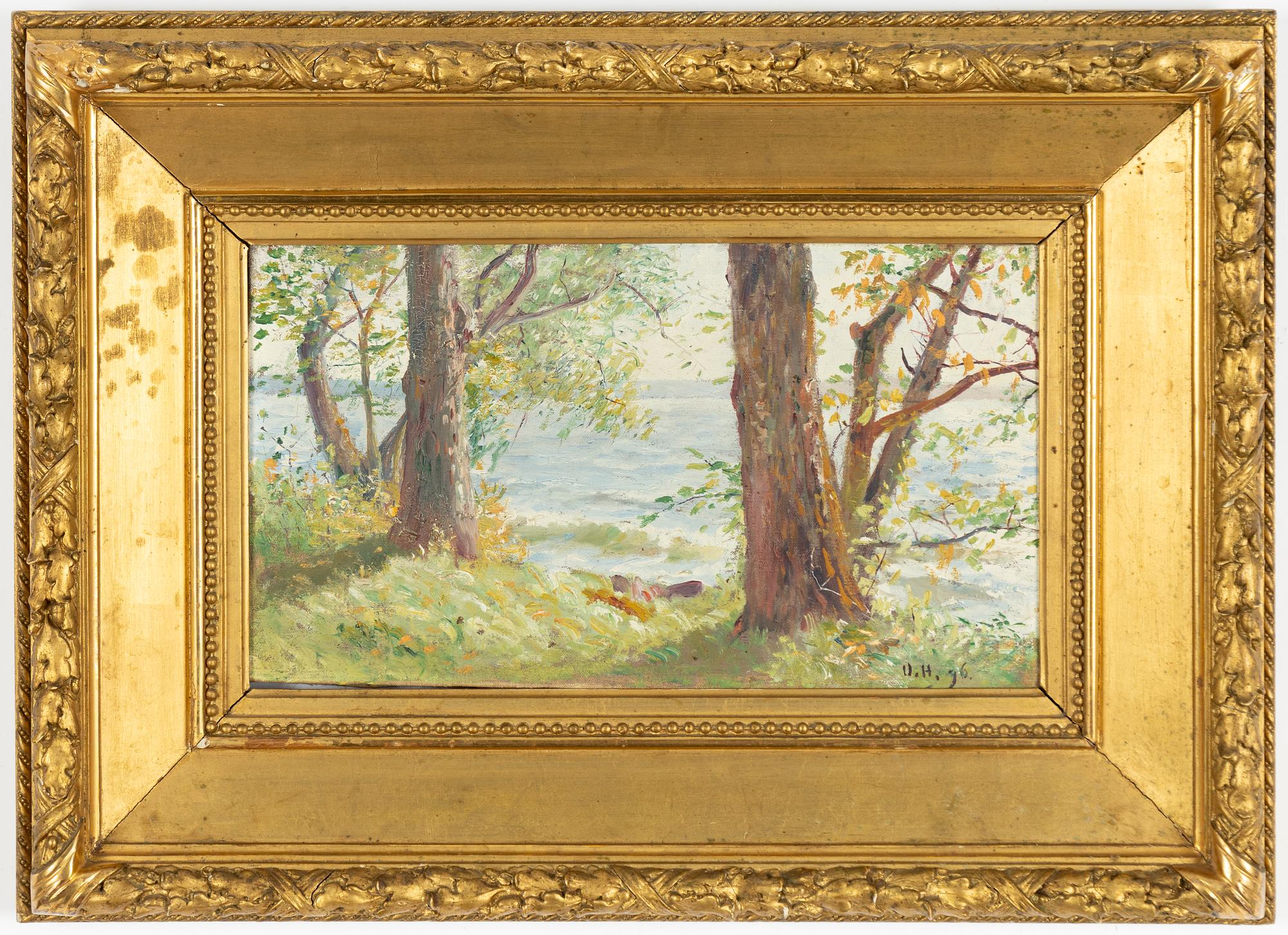 Olof Hermelin, Sommardag vid vattnet, vy över Öljaren från Gimmersta säteri, Södermanland.