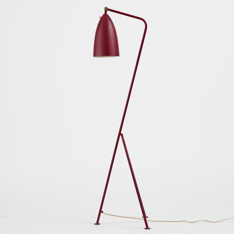 Greta Magnusson Grossman, a burgundy red "Grasshopper" floor lamp model "G-33", Bergboms, Malmö, 1950s.