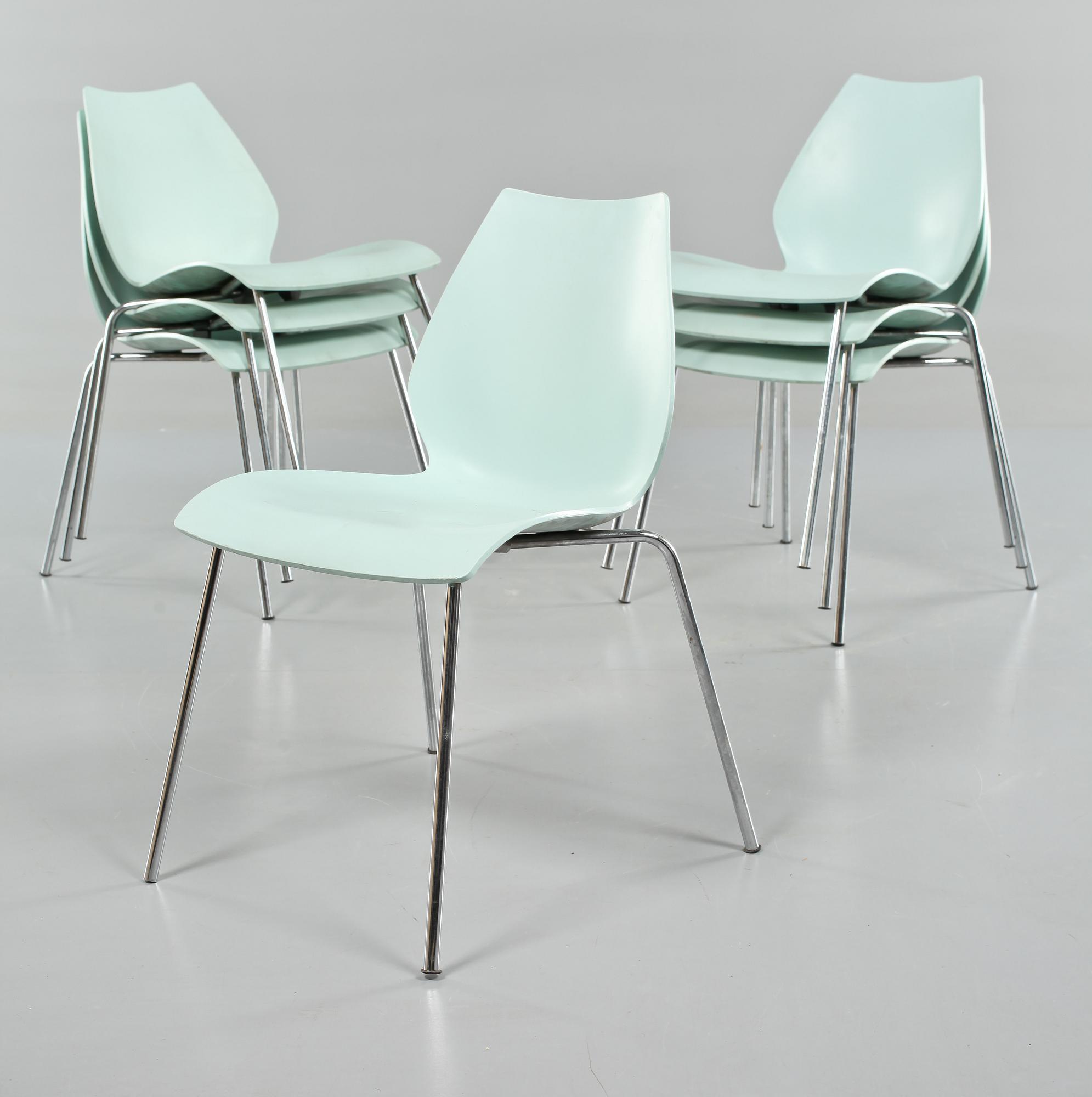 STOLAR, 7 st, "Maui", Vico Magistretti, Kartell, Italien, 1900-talets fjärde kvartal.