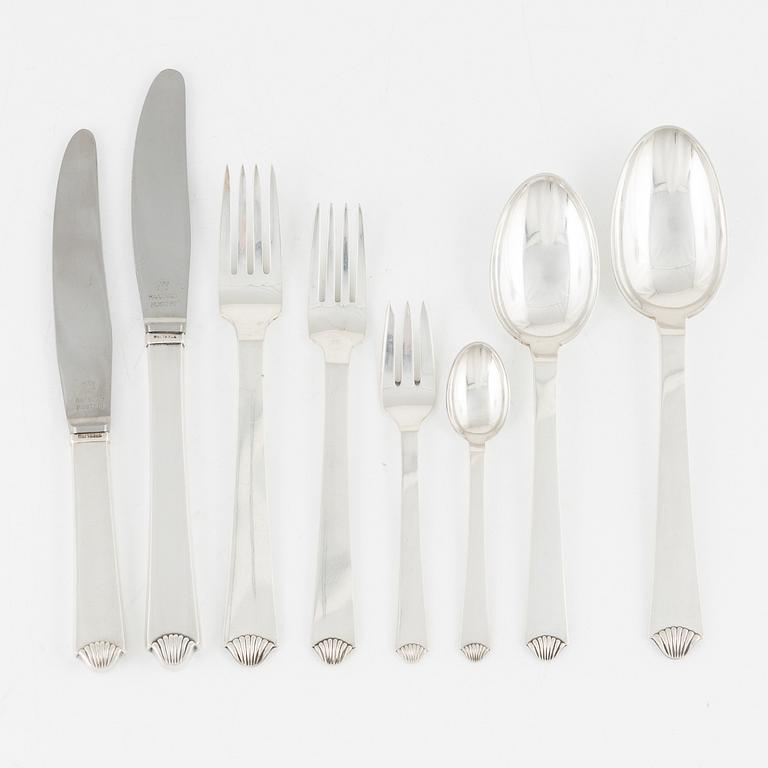 A Danish 20th century 72 pieces silver table cutlery, Hans Hansen.