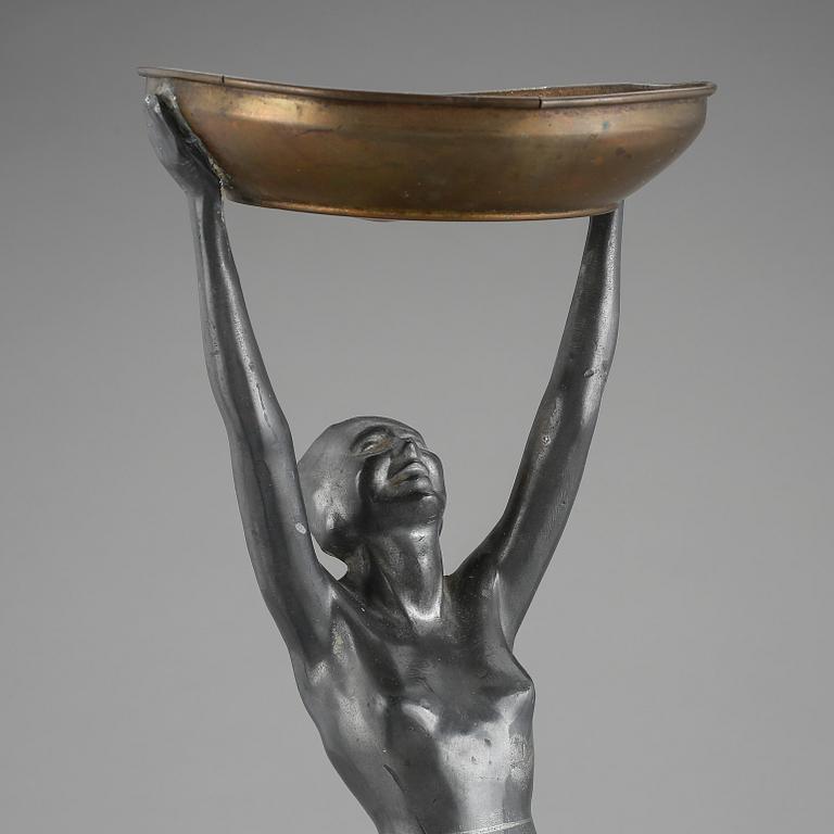 SKULPTUR, tenn och metall, art deco, 1900-talets första hälft.