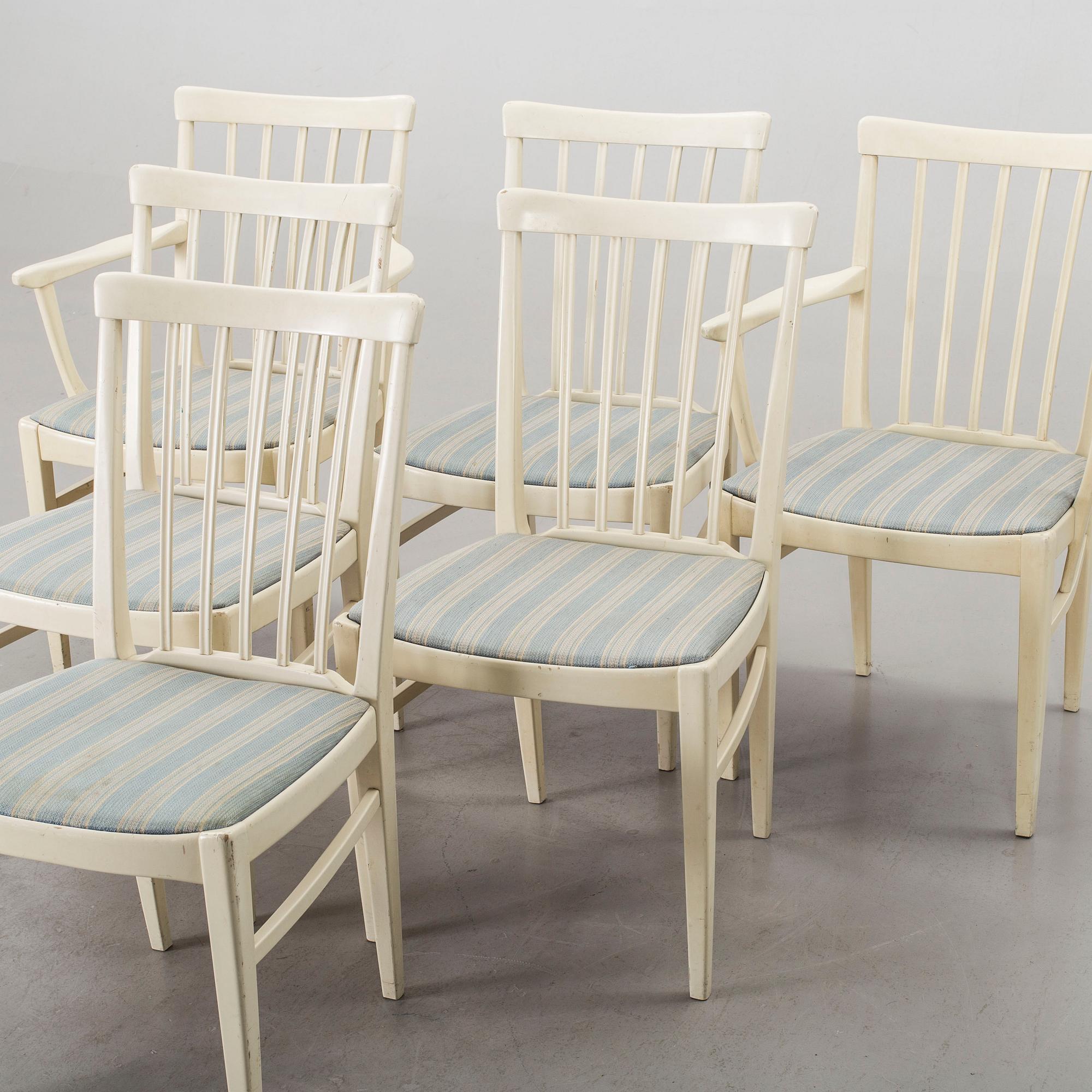 A dining group of 7 pieces by Carl Malmsten for Bodafors from the second half of the 20th century.