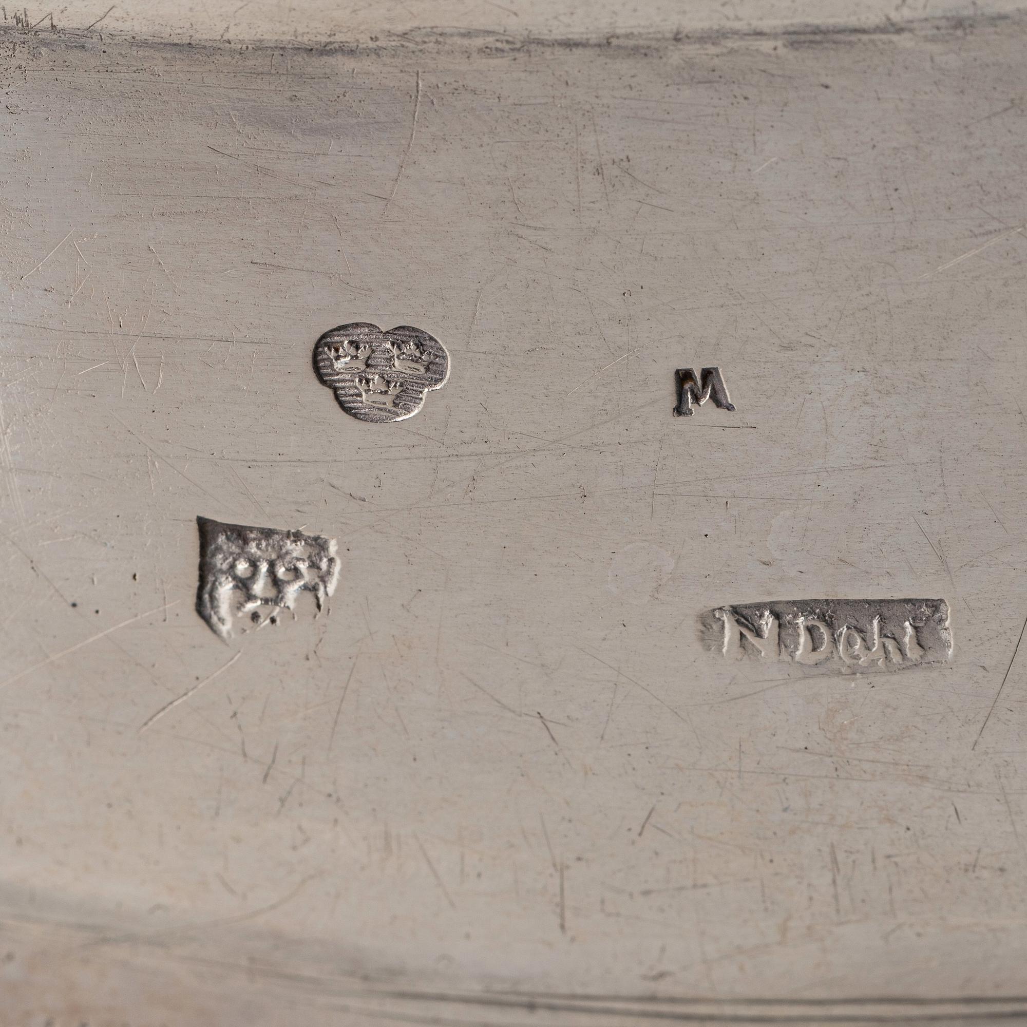 Nils Dahl, fat, ett par, silver, Linköping 1770. Rokoko.