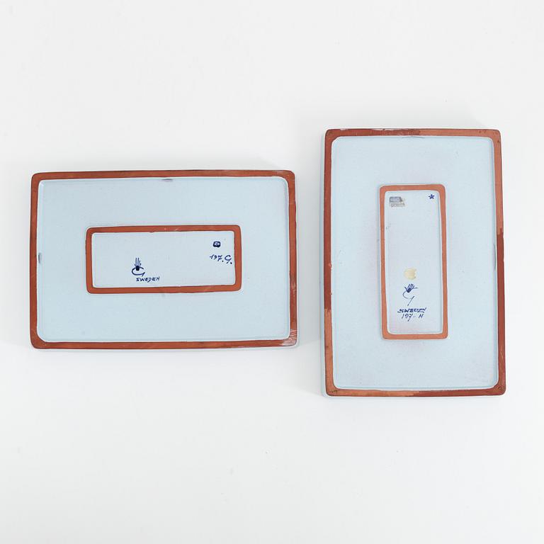 Stig Lindberg, two earthenware 'Karneval' dishes, Gustavsbergs studio.