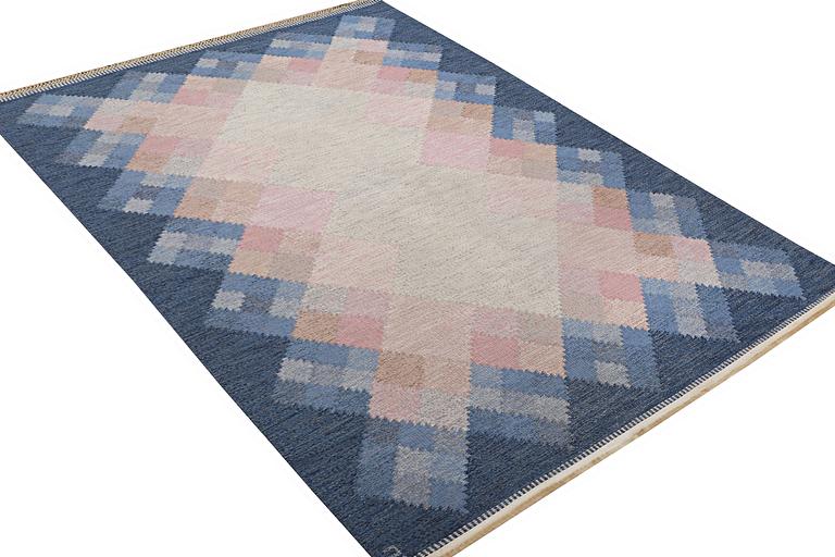 A flat weave carpet, signed S, ca 237 x 166 cm.