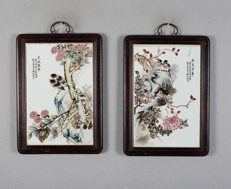 VÄGGPANELER, 4 st, porslin, Kina, 1900-tal.