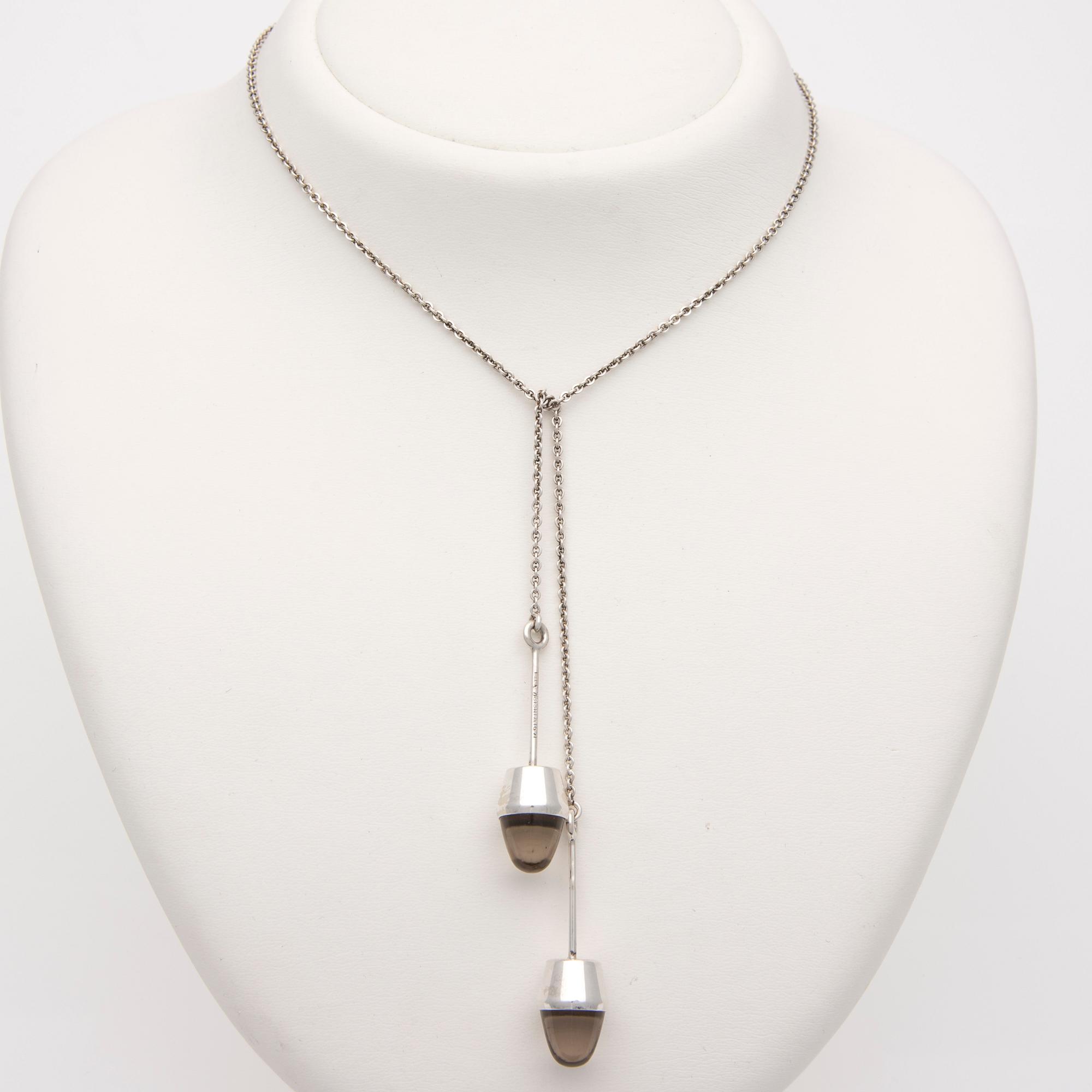HÄNGSMYCKE, silver, rökkvarts, Elis Kauppi Kupittaan Kulta 1960.