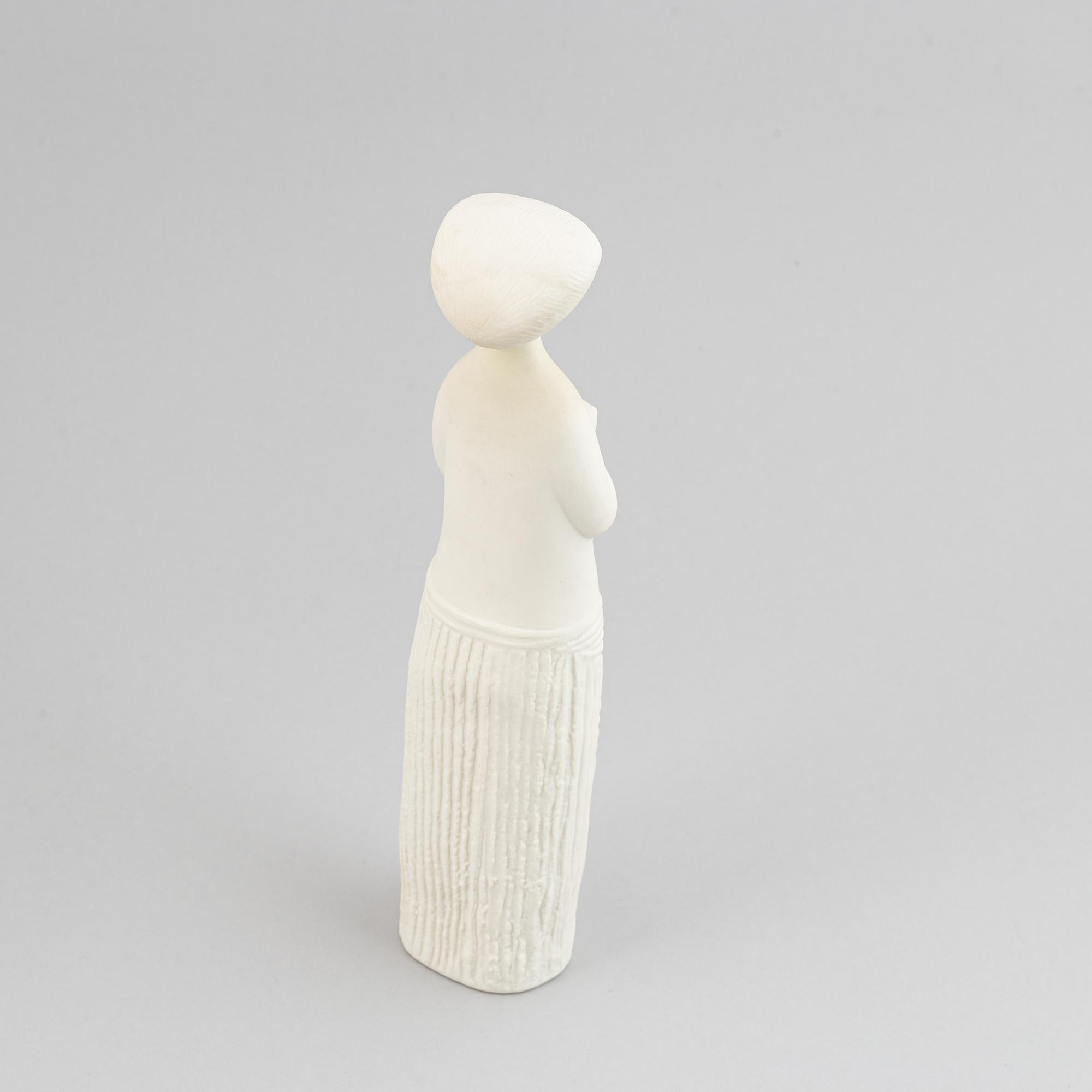 Stig Lindberg, a parian figurine and a stoneware flask with cover, Gustavsberg.