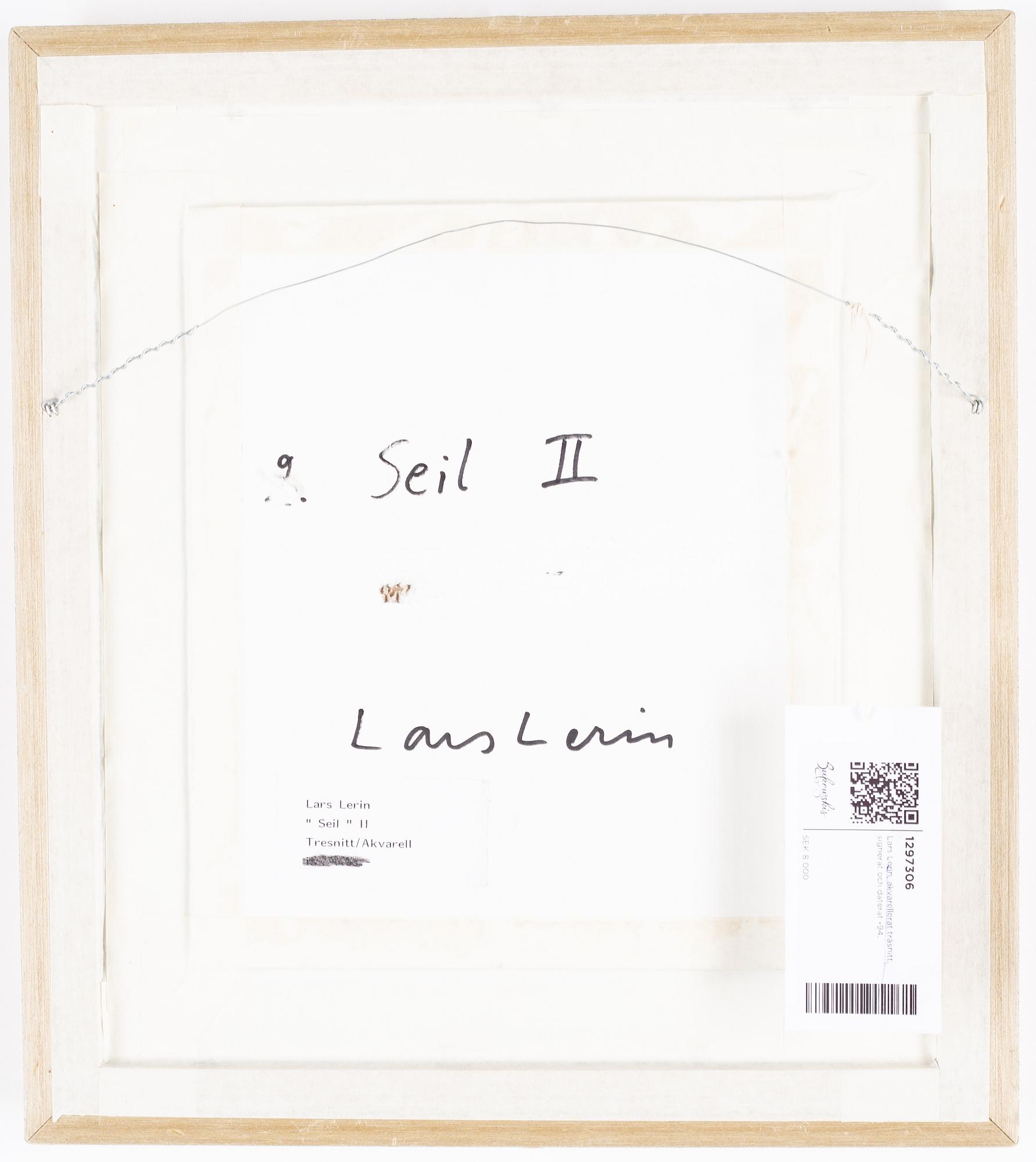 Lars Lerin, wood cut, coloured, signed and dated -94.