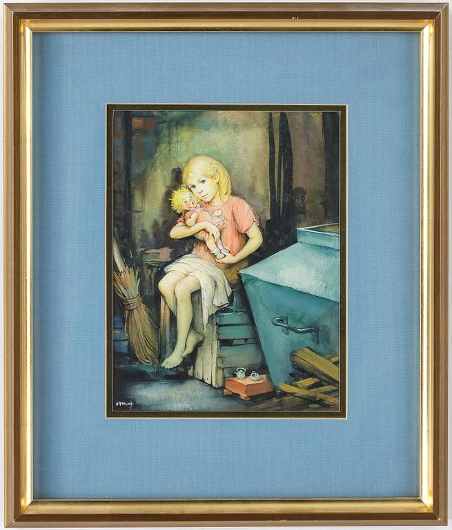 HELGE ARTELIUS, akvarell och gouache, signerad.