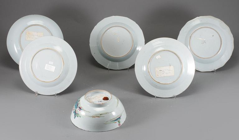PARTI PORSLIN, 6 delar, Kina, 1700-tal.