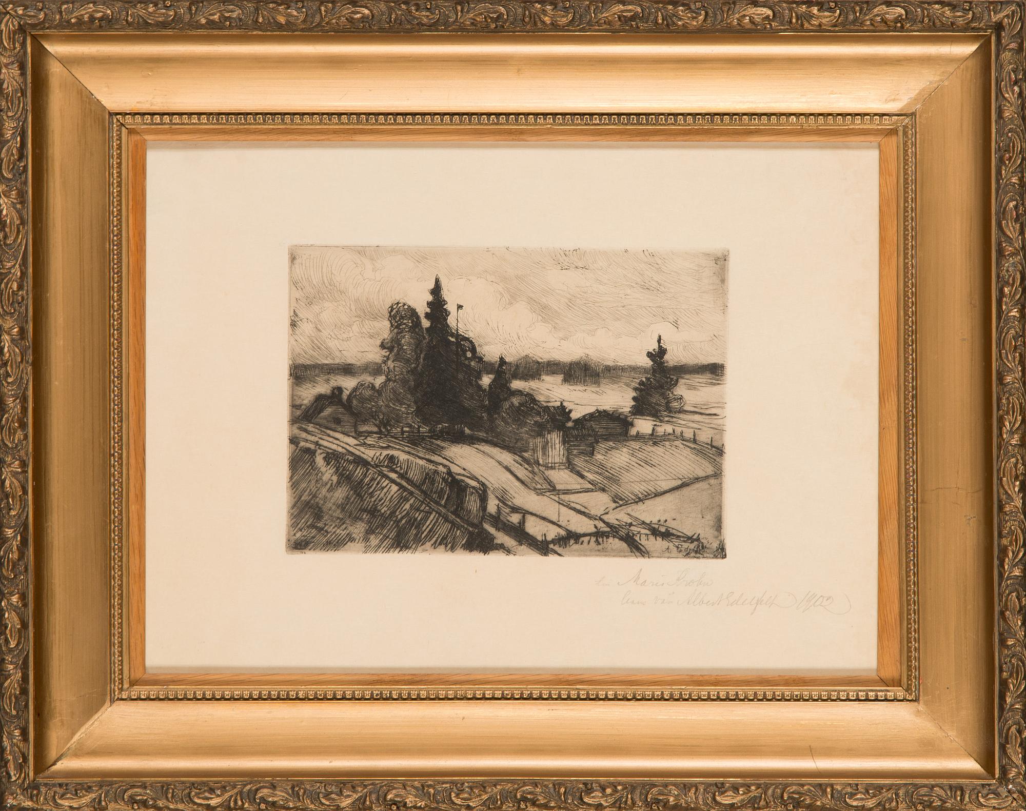 Albert Edelfelt, etching, signed with dedication and numbered 1902.