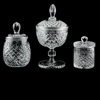 SKÅLAR MED LOCK, 3 st, Orrefors och troligen Orrefors, 1900/2000-tal.