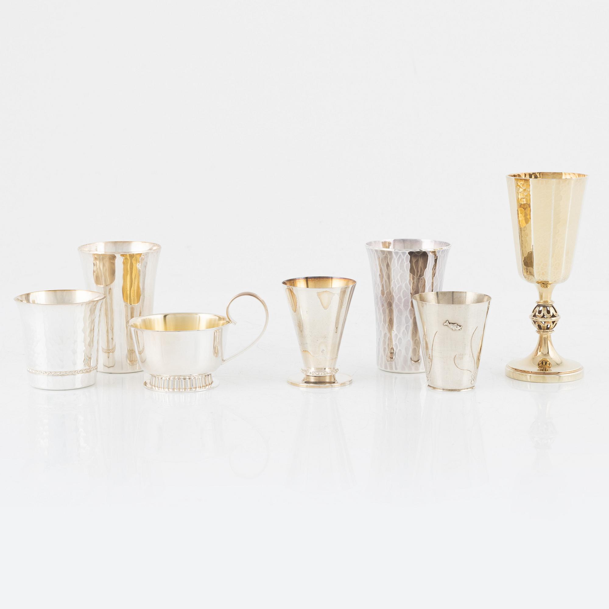 A total of 25 silver cups and beakers, different makers, Sweden, 1948-1973.