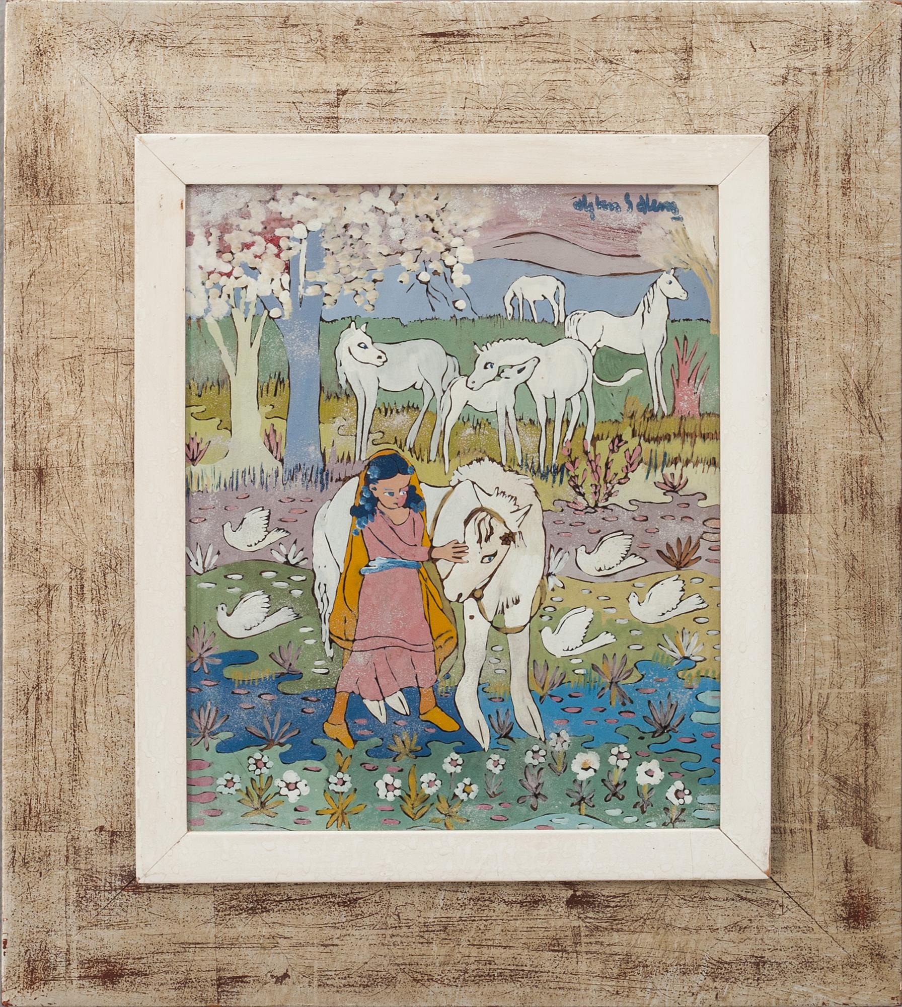 ALY BEN SALEM, glasmålning. Signerad.