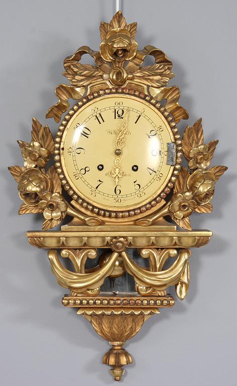 VÄGGPENDYL, gustaviansk stil, märkt W. Staflunds, Stockholm. 1900-talets mitt.