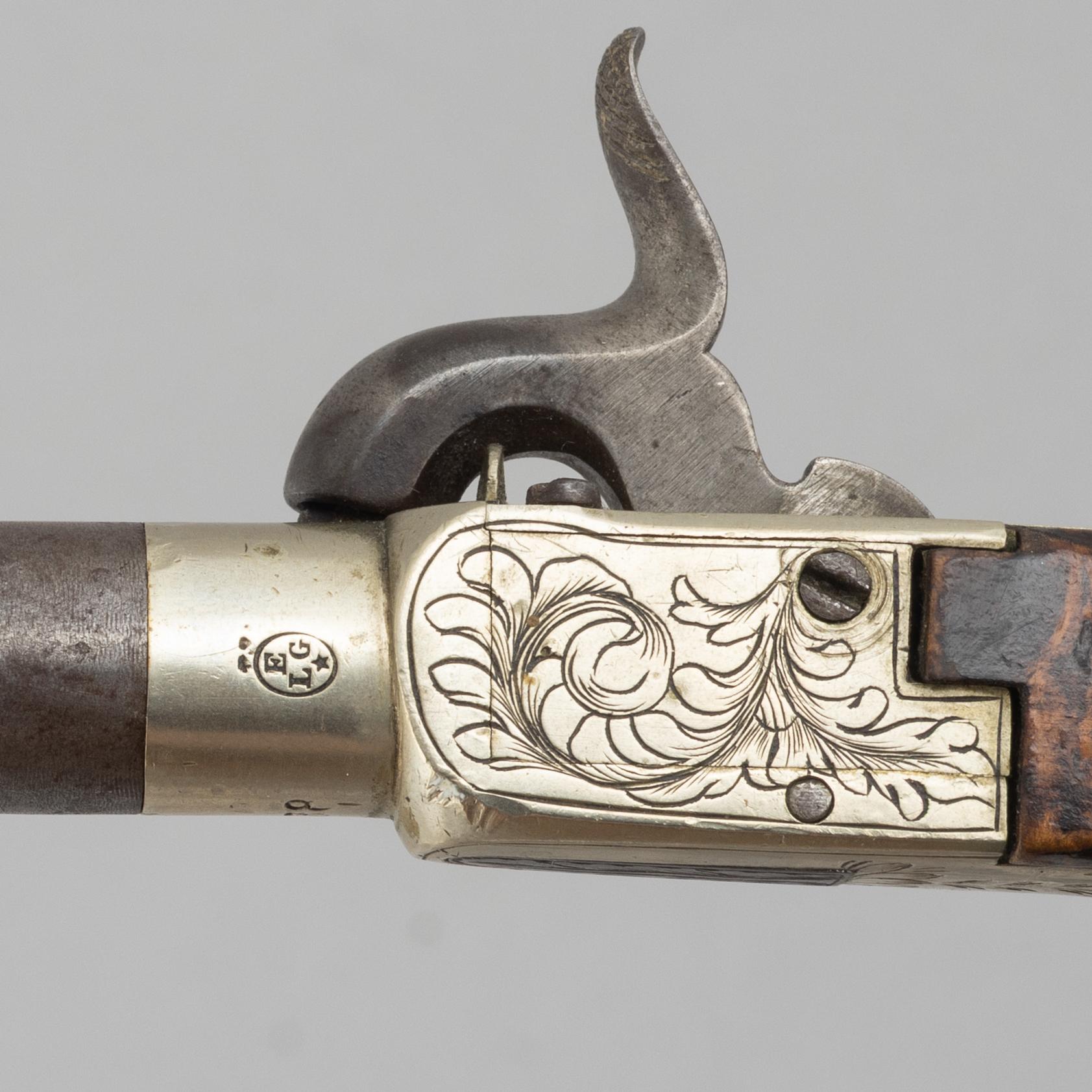A Belgian, percussion pistol, mid-19th century.