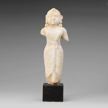 211. A Marble figure of a standing male figure, presumably Gujrat or Rajasthan, 17/18th Century.