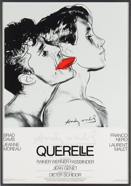 FILMAFFISCH, med motiv efter Andy Warhol, 'Querelle', 1983.